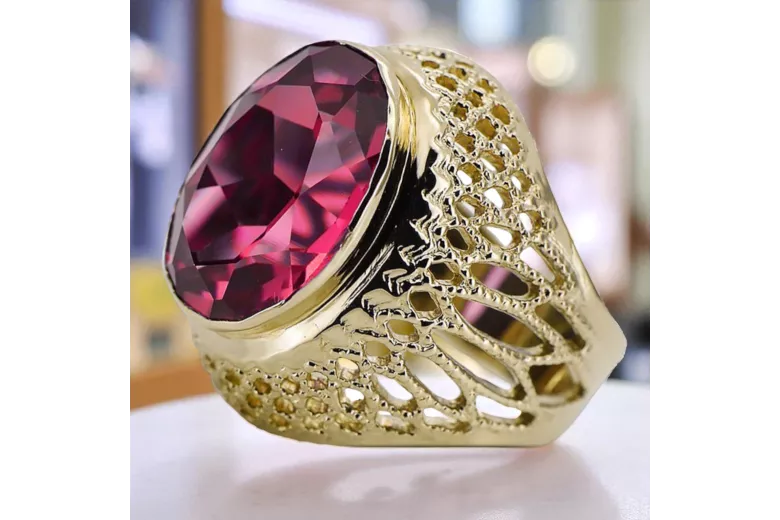 Oro amarillo de 14 quilates Rubí Anillo Artesanía vintage vrc089y